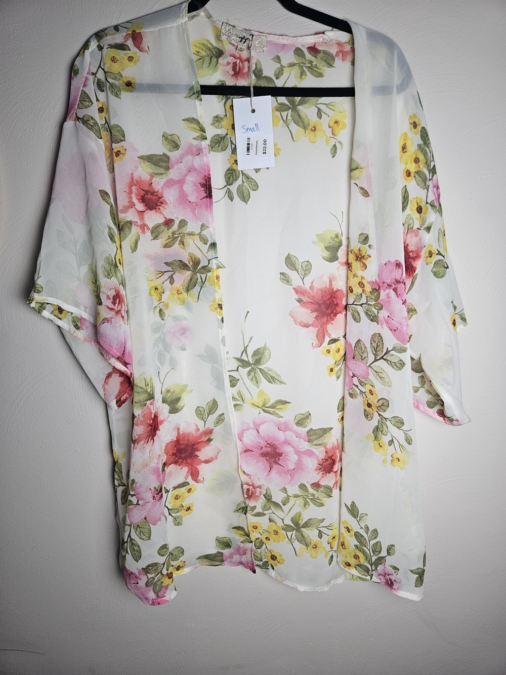 Floral Sheer Wrap - Pink & Yellow